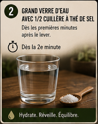 Étape 2 : grand verre d'eau et sel