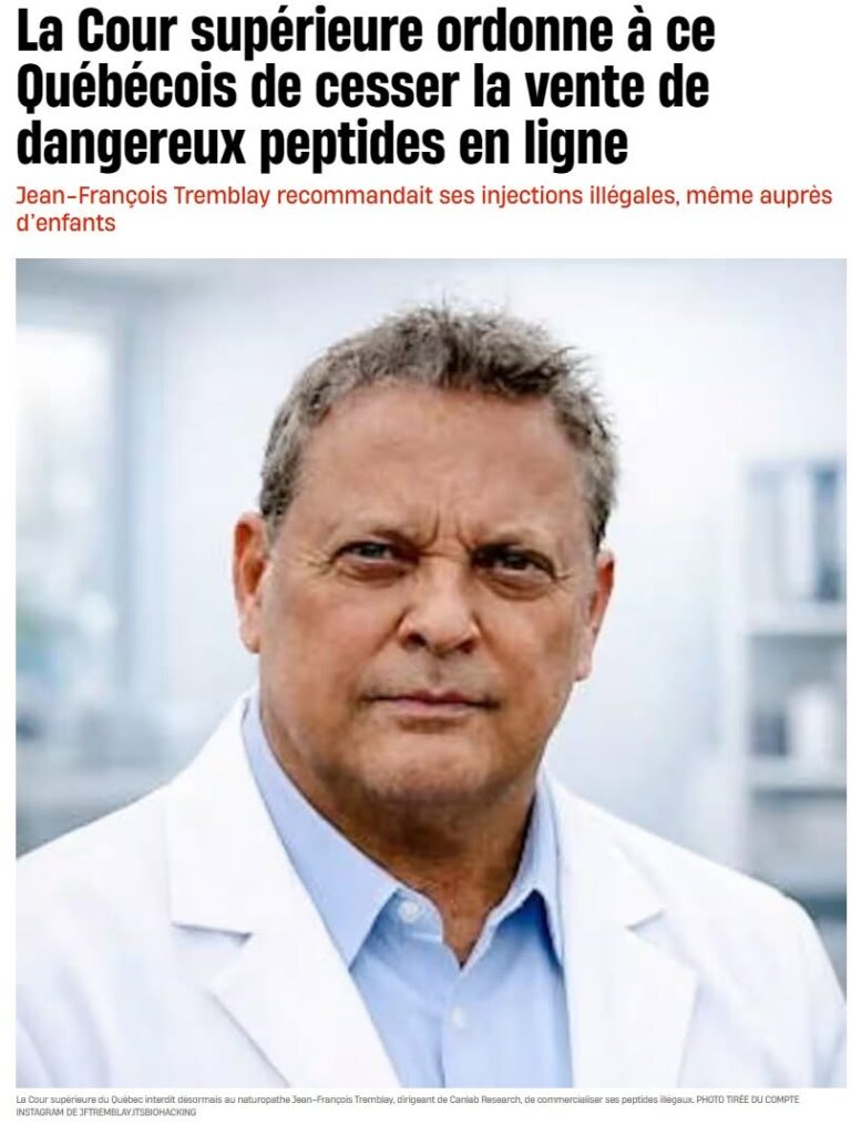 DES « PEPTIDES DANGEREUX » INTERDITS AU CANADA…