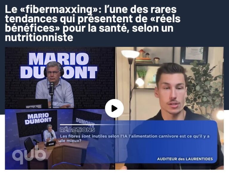On discute souvent de l&rsquo;importance de maximiser la consommation de fibres. Benoit Boulanger, un nutritionniste strict basé sur ses connaissances universitaires, pense que c&rsquo;est la première fois qu&rsquo;une tendance de ce type est réellement bénéfique pour la santé. Bien sûr, il est totalement opposé à la nutrition carnivore.